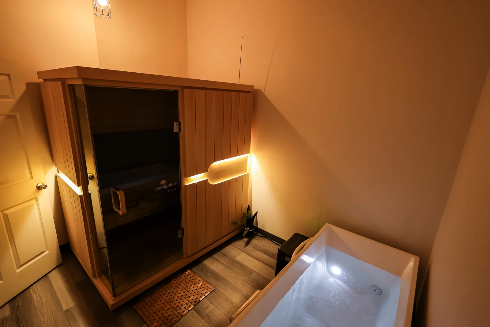 Sauna and plunge area at the recovery facility