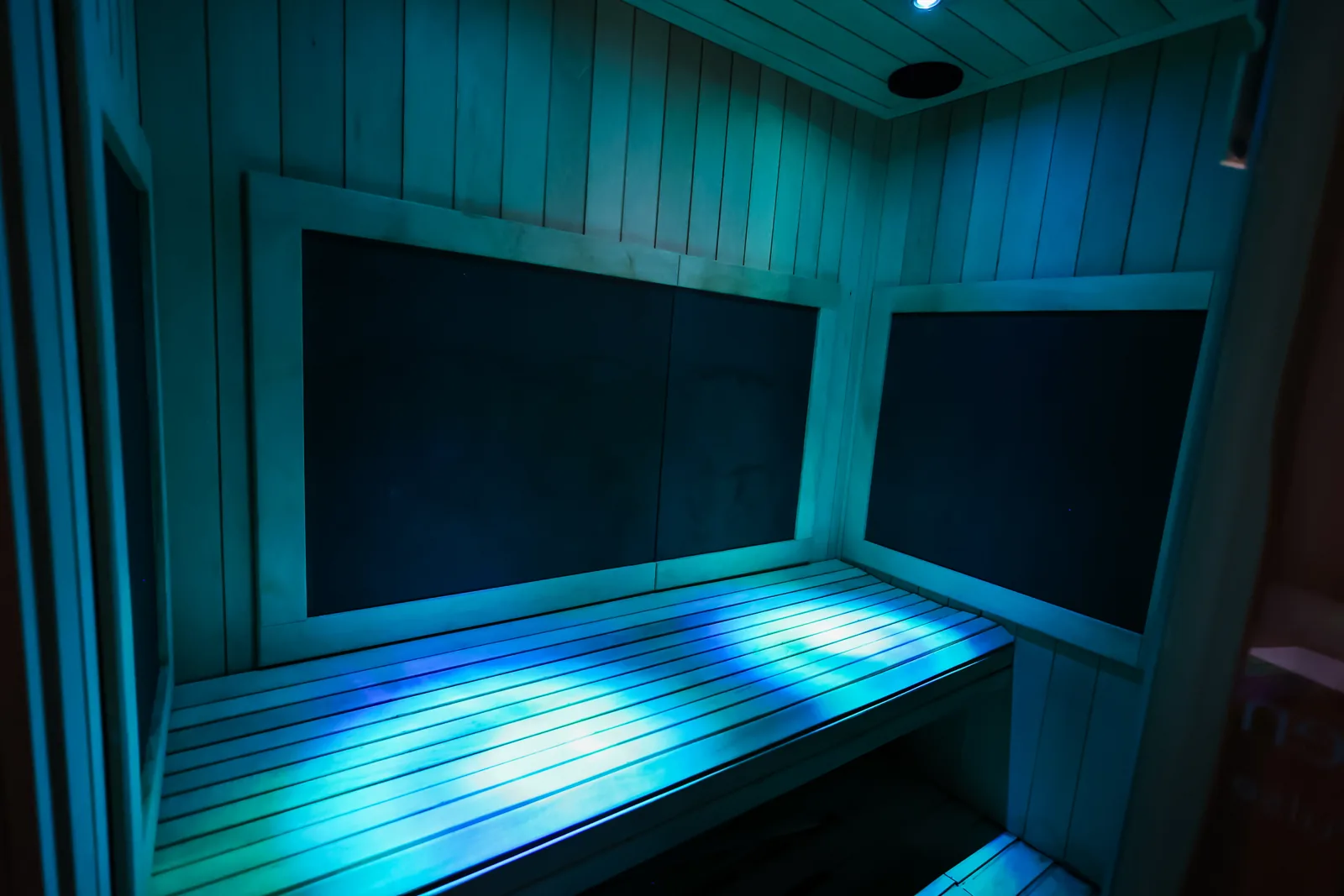 Actual sauna interior at Bayport Athletic Recovery